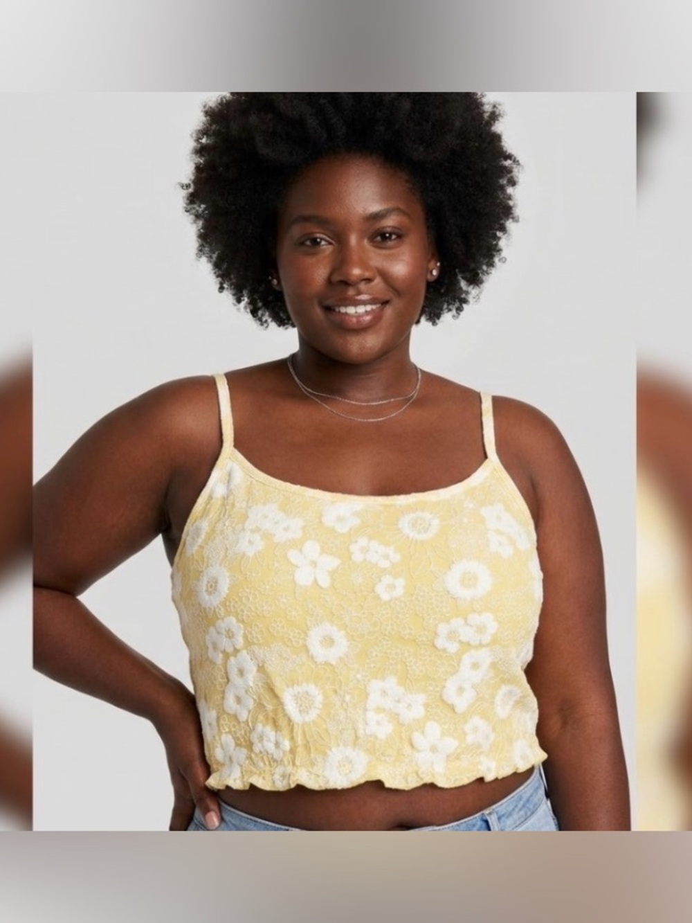 Aerie Size XXL Yellow White Floral Hippie Fairy Boho Bikini Top